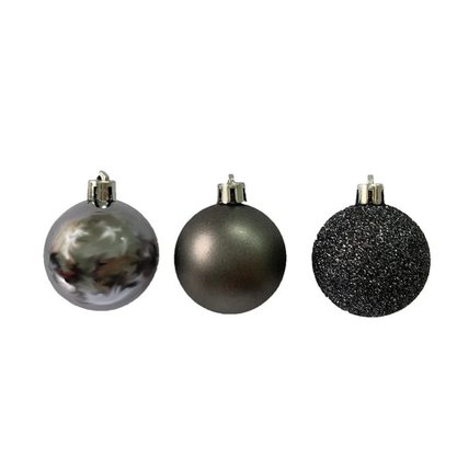 Bola de Natal 8cm Grafite Lisa/Fosca/Glitter 3 Un Matsumoto