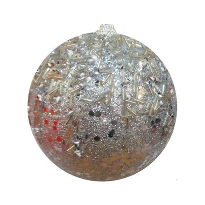 Bola de Natal Prata 8cm Decorada Matsumoto