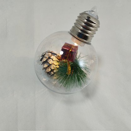 Bola de Natal 8cm Transparente Lâmpada Decorada Matsumoto