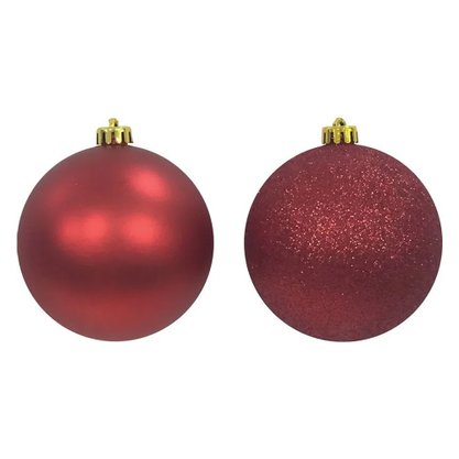 Bola de Natal 10cm Vermelha Fosca/Glitter 2 Un Matsumoto