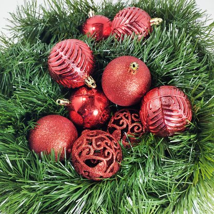 Bola Natal 6cm Vermelho Vazada/Glitter/Folhada 9 Uni Global