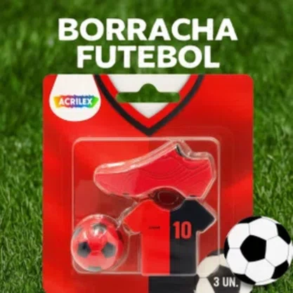 Borracha Futebol Vermelho e Preto Acrilex