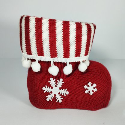 Bota de Natal Papai Noel Floco de Neve Branco 14cm Matsumoto
