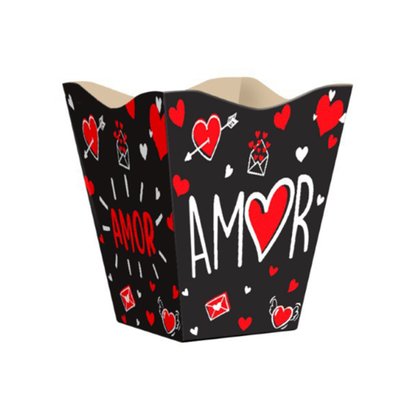 Cachepo Vintage Papel História De Amor Preto Albano