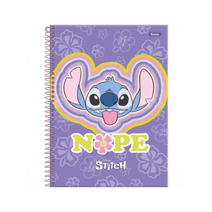 Caderno Espiral Capa Dura 80 Fls Lilás Nope Stitch Foroni
