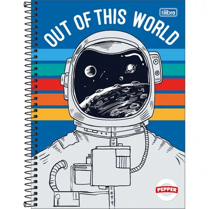 Caderneta Espiral 1/8 Capa Dura 80 Folhas Azul Astronauta Pepper Tilibra