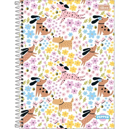 Caderneta Espiral 1/8 Capa Dura 80 Folhas Colorido Cachorros Pepper Tilibra