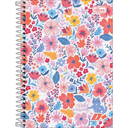 Caderno 1/4 Feminino 200 Folhas Colorido D+ Tilibra