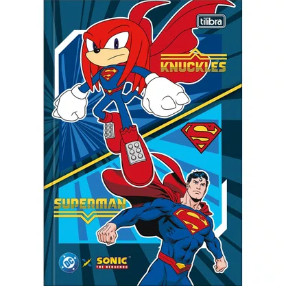 Caderno Brochura 1/4 Capa Dura 80 Folhas Azul Knuckles Sonic Tilibra