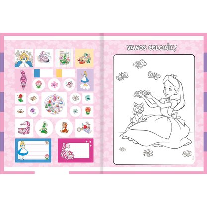 Caderno Brochura Universitário Capa Dura 80 Folhas Colorido Alice Animativa