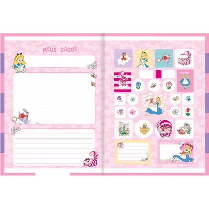 Caderno Brochura Universitário Capa Dura 80 Folhas Colorido Alice Animativa