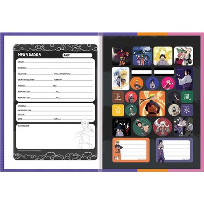 Caderno Brochura Universitário Capa Dura 80 folhas Preto Rikudou Sennin Naruto São Domingos