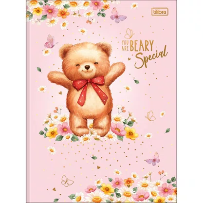 Caderno Broch Univ CD 80 Fls Rosa Love Bears Tilibra