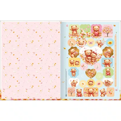 Caderno Broch Univ CD 80 Fls Rosa Love Bears Tilibra