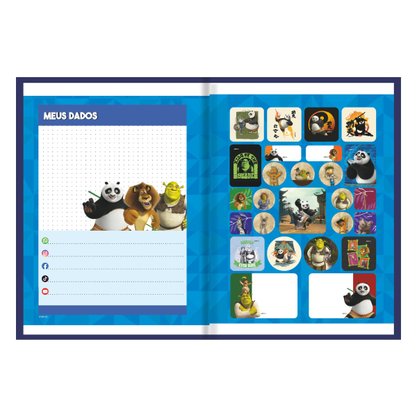 Caderno Brochurão Capa Dura DreamWorks Madagascar Verde 80 Fls Animativa
