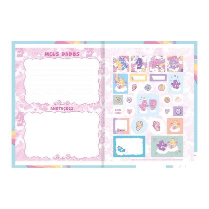 Caderno Capa Dura Brochurão Ursinhos Carinhosos Amarelo Love Peace 80 Fls Animativa