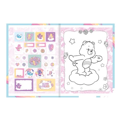 Caderno Capa Dura Brochurão Ursinhos Carinhosos Amarelo Love Peace 80 Fls Animativa
