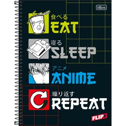 Caderno CD Universitário Anime Flip+ Masculino 200 Folhas Tilibra