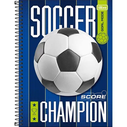 Caderno CD Universitário Azul Futebol Score Soccer 240 Folhas Tilibra