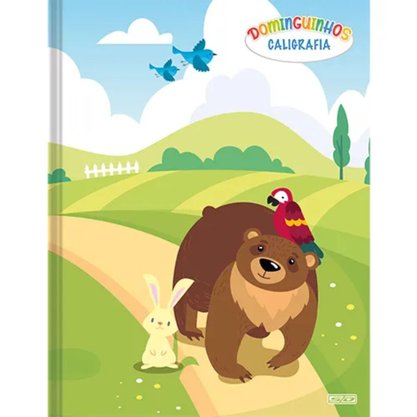 Caderno de Caligrafia CD Dominguinhos 40 Folhas Marrom Urso Animativa