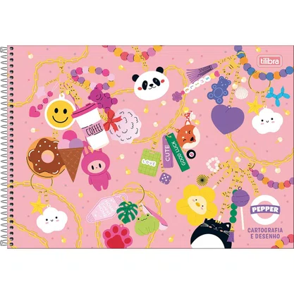 Caderno de Desenho 80 Folhas Rosa Cute Pepper Tilibra