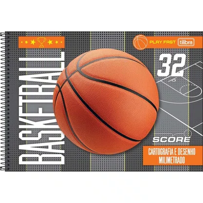 Caderno de Desenho Basquete CD Score Soccer 80 Folhas Tilibra