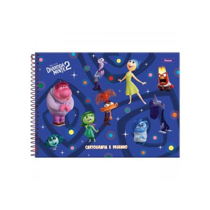 Caderno de Desenho Capa Dura 80 Folhas Azul Divertidamente 2 Foroni