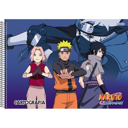 Caderno de Desenho Espiral Capa Dura 60 Fls Azul Time 7 Naruto São Domingos