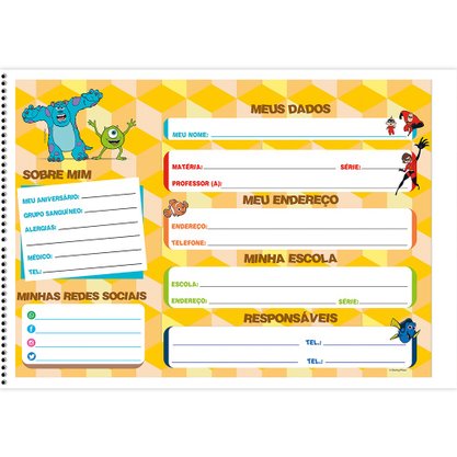 Caderno de Desenho CD 60fls Azul Pixar São Domingos