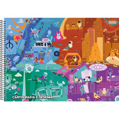 Caderno de Desenho CD 60fls Colorido Pixar São Domingos Caderno de Desenho CD 60fls Colorido Pixar São Domingos