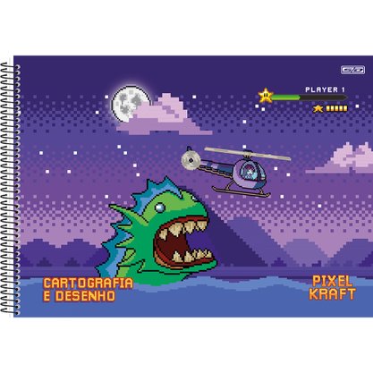 Caderno de Desenho CD 60fls Roxo Pixel Kraft São Domingos