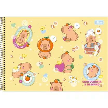 Caderno de Desenho Espiral Capa Dura 80 Folhas Amarelo CapyClub Tilibra
