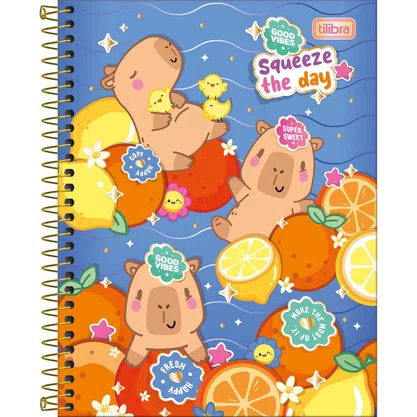 Caderno de Desenho Espiral Capa Dura 80 Folhas Azul Capy Club Tilibra