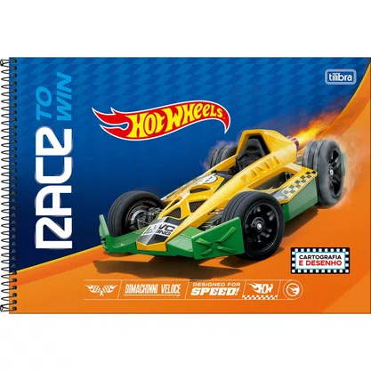 Caderno Desenho Esp CD 80 Fls Azul HotWheels Tilibra