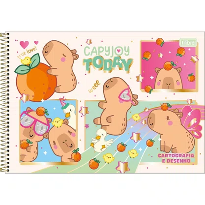 Caderno de Desenho Espiral Capa Dura 80 Folhas Branco CapyClub Tilibra