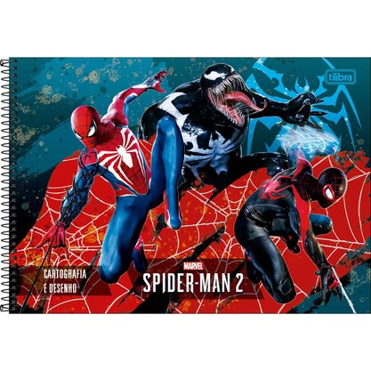 Caderno de Desenho Espiral Capa Dura 80 Folhas Colorido Aranhas e Venom Spider Man Game Tilibra Caderno de Desenho Espiral Capa Dura 80 Folhas Colorido Aranhas e Venom Spider Man Game Tilibra