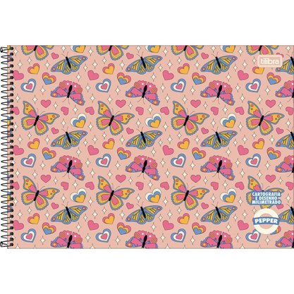 Caderno Desenho Esp CD 80Fls Borboletas Pepper Tilibra