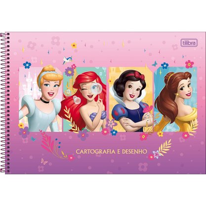 Caderno Desenho Esp CD 80 Fls Rosa Princesas Tilibra