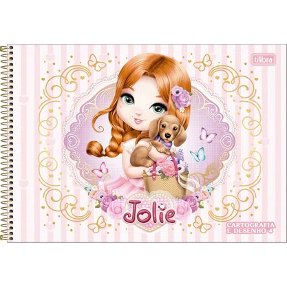 Caderno de Desenho Espiral Capa Dura S/ Margem 80fls Rosa Jolie Tilibra