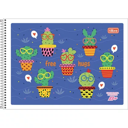 Caderno de Desenho Espiral Capa Flexível 96 Folhas Azul Cactos D+ Tilibra