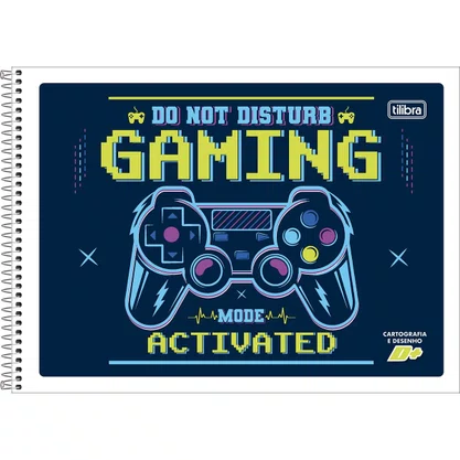 Caderno de Desenho Espiral Capa Flexível 96 Folhas Azul Gaming D+ Tilibra