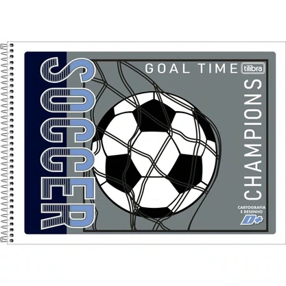 Caderno de Desenho Espiral Capa Flexível 96 Folhas Cinza Soccer D+ Tilibra