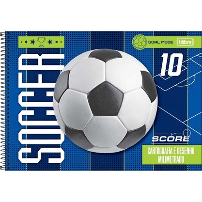 Caderno de Desenho Futebol CD Score Soccer 80 Folhas Tilibra