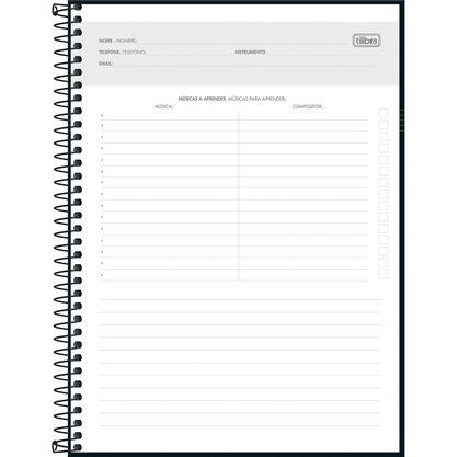 Caderno Música Esp Univ CD 80fls Instrumentos Tilibra