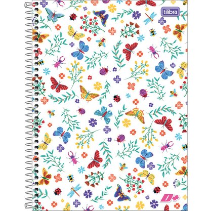 Caderno Esp Univ Capa Dura 400 Fls Branco Borboleta D+ Tilibra
