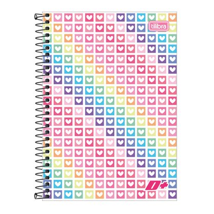 Caderno Espiral 1/4 CD 200fls Branco Corações D+ Tilibra