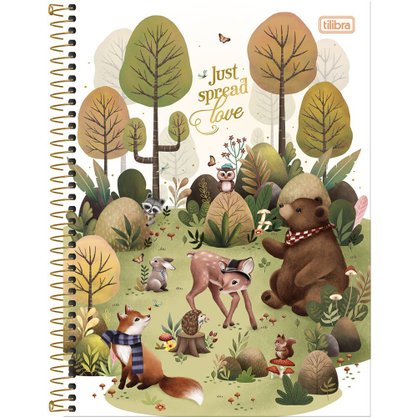 Caderno Espiral 1/4 Capa Dura 80 Fls Branco Floresta Lovelend Tilibra