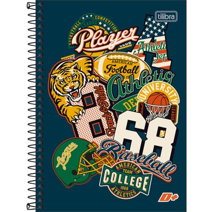 Caderno Espiral Capa Dura 1/4  200 Folhas Azul College D+Tilibra