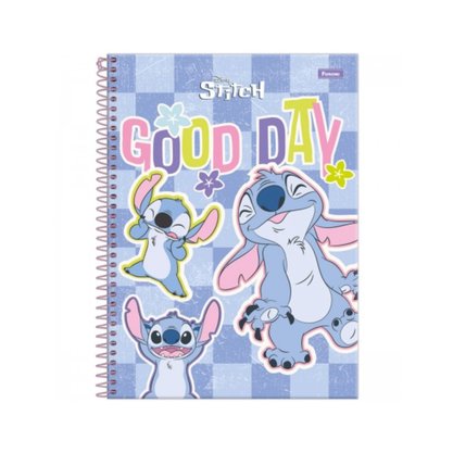 Caderno Espiral Capa Dura 80 Fls Azul Good Day Stitch Foroni