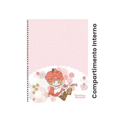 Caderno Espiral Capa Dura Colegial 160 Folhas Branco Moranguinho Animativa